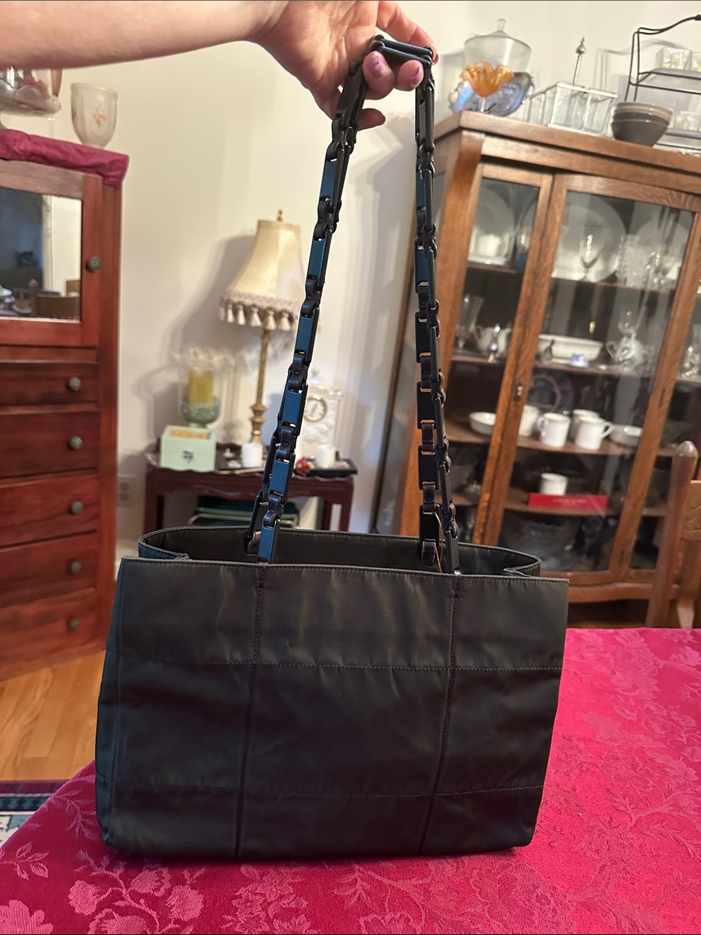 Prada Army Green Nylon Shoulder Bag